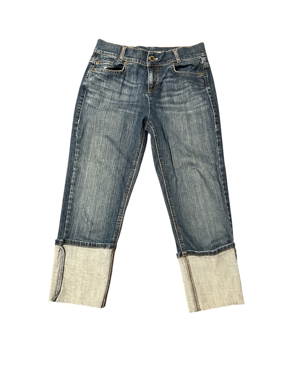 DKNY Rolled-Cuff Cropped Blue Jeans